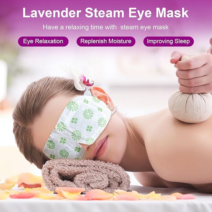 30 Packs Steam Eye Mask, Lavender Steam Eye Masks Disposable, Self-Heating Relief Heated Eye Mask for Fatigue, Perfect for Home, Sleep, Spa & Travel