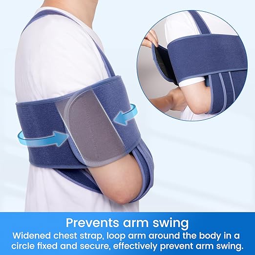 Velpeau Arm Sling for Sleep, Shoulder Immobilizer for Women & Men - Very Soft Sling for Rotator Cuff Tear, Fractured, Dislocation, Broken, Postoperative, Fits Left & Right (Blue, XL: Bust﹥51.3″)