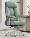 DJ·Wang Big and Tall Office Chair 400lbs with Foot Rest, High Back Executive Office Chair with Extra-Thick Spring Cushion, Ergonomic Leather Chairs Green