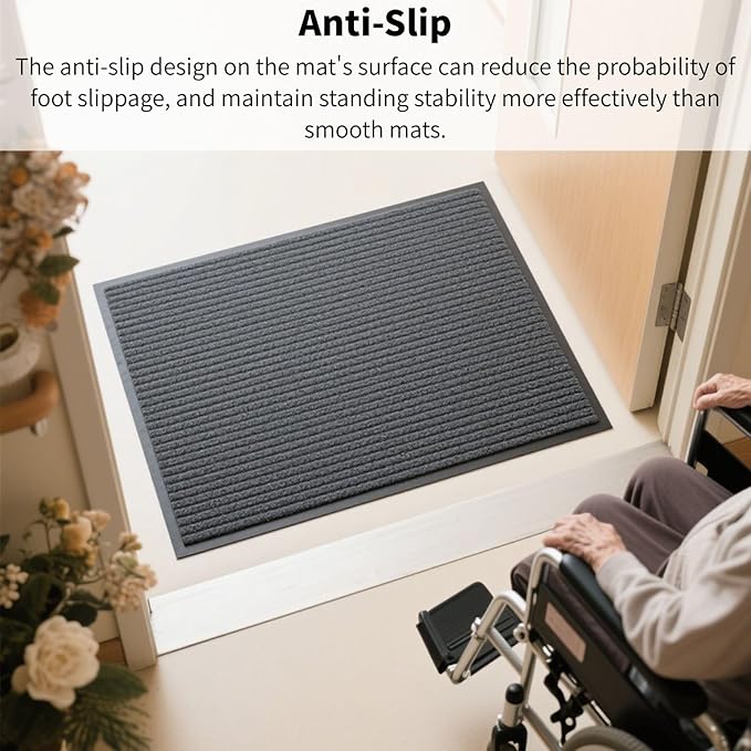 2 Pack 60"x36" Brush Step Entrance Mat - Indoor Outdoor Carpet Doormat with Deep Scraper & Rubber Border, for Dry Indoor/Outdoor Use at Door, Patio, Garage, Kitchen, Laundry Room