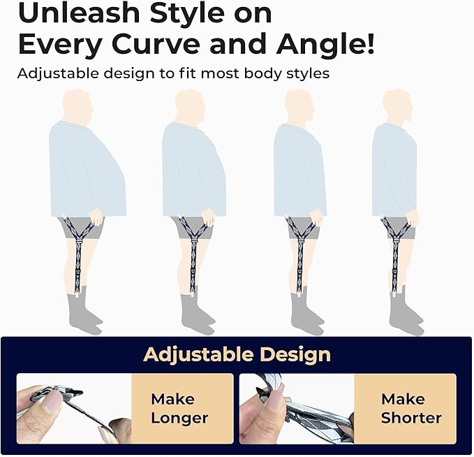 Shirt Stays Adjustable Soft and Smooth Elastic with Non Slip Clips Perfect Sock Garters for Military or Professional
