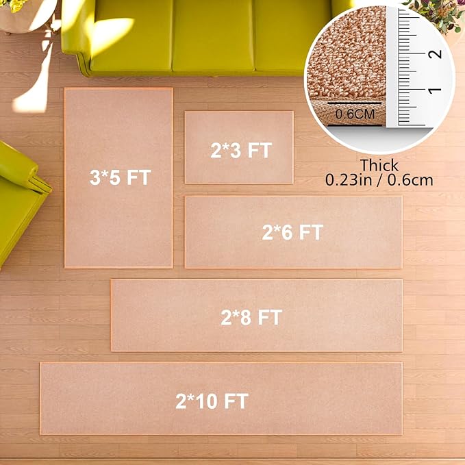 Runner Rug with Non Slip Rubber Backing, Washable Soft Floor Carpet for Kitchen, Hallway, Entryway Indoor, Bedroom, Laundry, Low Pile Area Rugs, Solid Color with Pointillism Style (Camel, 2' * 10')