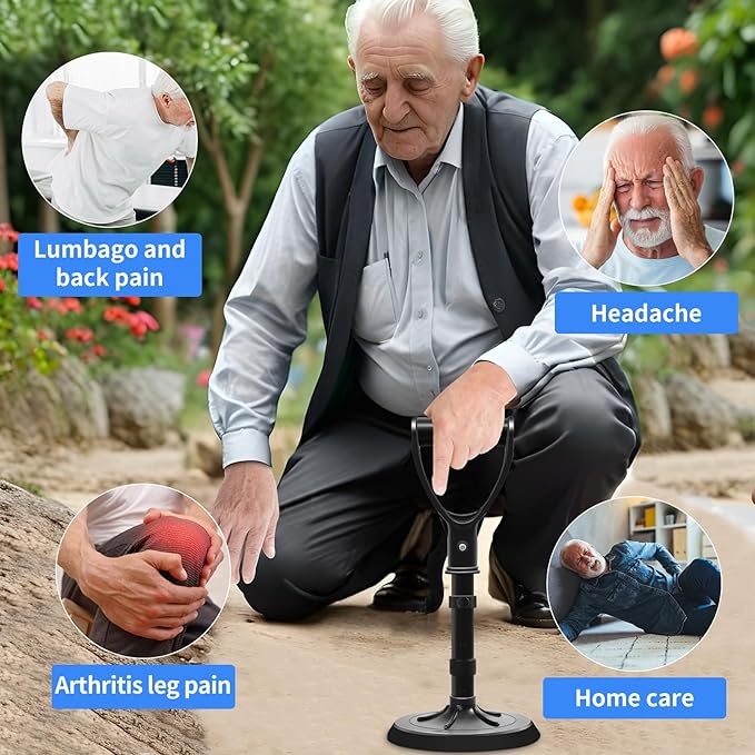Upgraded Portable Standing Aid with Integrated Reinforced Fixation Buttons and Oversized 7" Base, an Adjustable Standing and Daily Living aid Designed for Seniors