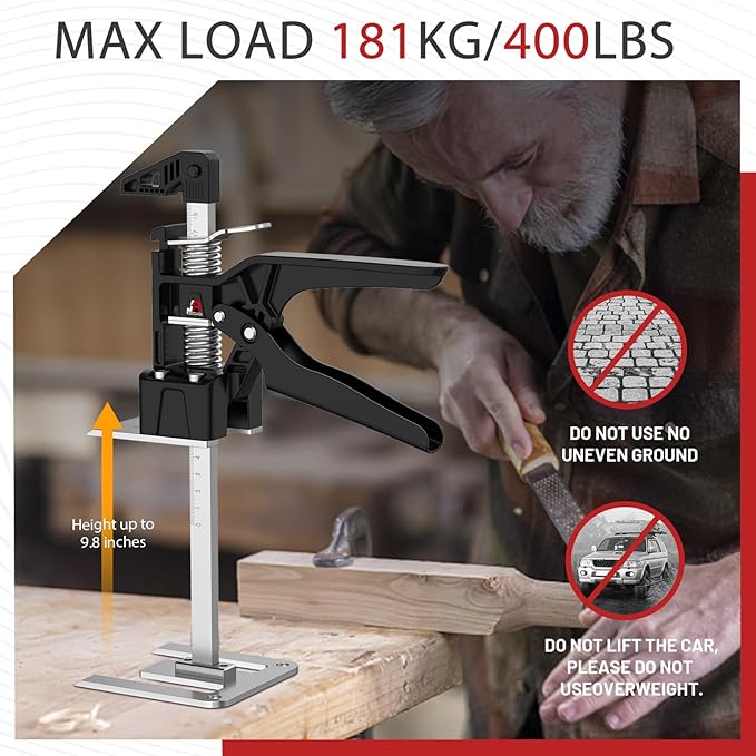 Labor Saving Arm Jack Handle 2 Pack,15 in Construction,Multifunctional Furniture Jack for Installing Cabinets and Wall Tile Height Adjuster Handheld Lifter Tool, Load 440LBS