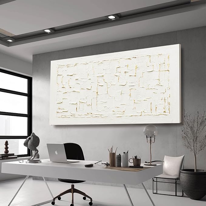 SOUGUAN Neutral Wall Art Modern Wall Decorations Minimalist Canvas Paintings 29"x58" Hand Painted Artwork for Bedroom Kitchen Pictures