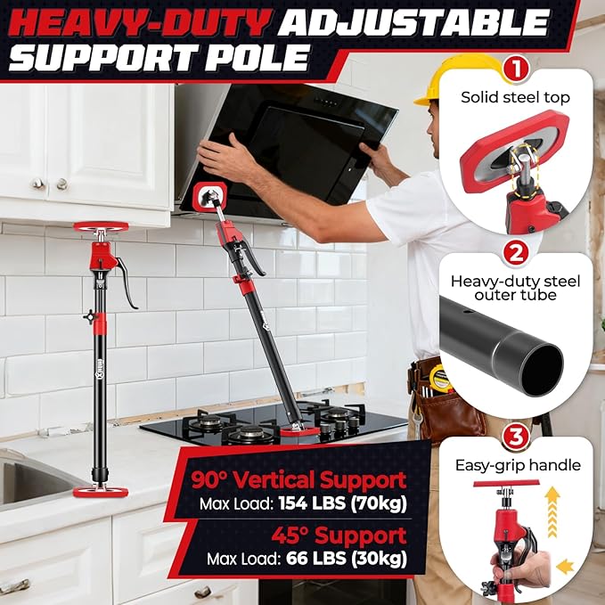 XINQIAO Cabinet Jacks for Installing Cabinets, Heavy Duty Third Hand Tools Adjustable Support Pole from 23.6 IN to 45.3 IN, 2 PCS