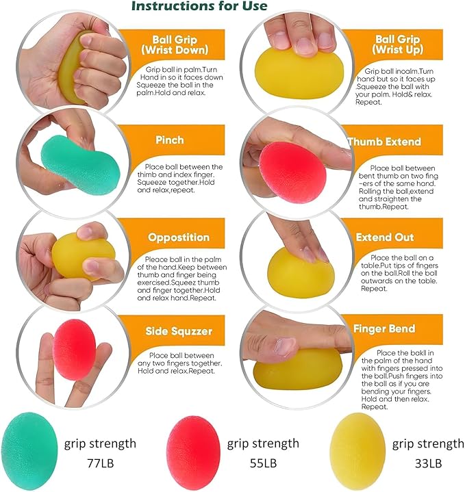 Hand Therapy Putty Kit, Grip Strength Trainer, Forearm Strengthener, Stress Balls, Hand Strengthening Devices 15Pcs Set Grip Strength, Dexterity, Mobility, Injury Stress Relief