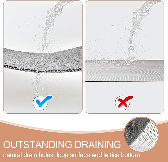 Joyhalo Shower Mat Bathtub Mat Non Slip, Bathmats Non Slip, Quick Drying Foot Scrubber Loofah Mats for Shower, Tub, Bathroom, Home, 32x24inch, Grey