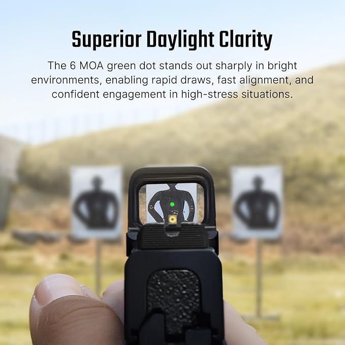 OSIGHT SE 6 MOA Green Dot Enclosed Micro Sight with RMSc/K Footprint, Parallax-Free Durable Optic for Subcompact Setups
