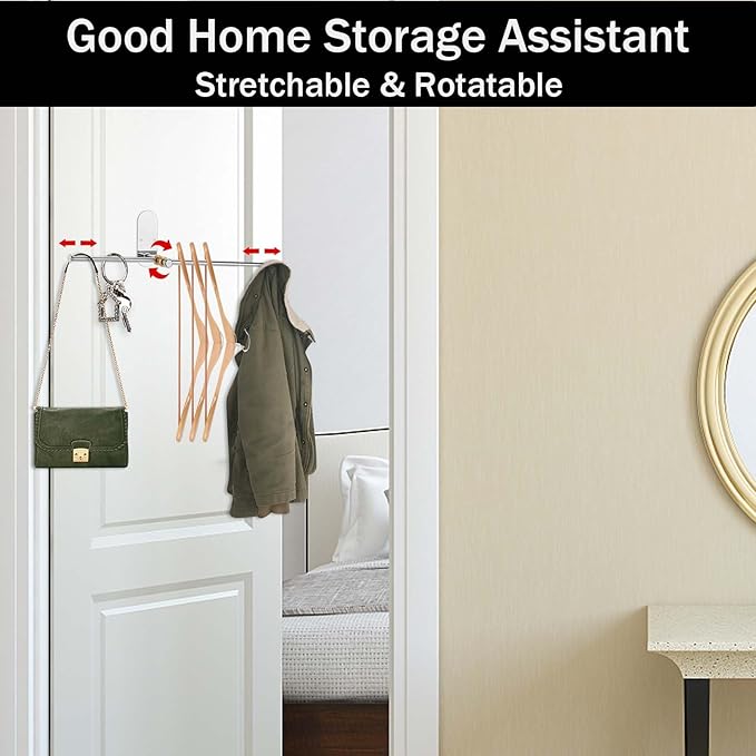 Stainless Steel Clothes Hanger Storage, Space Saving Clothes Hanger Storage Organizer, Wall Mount Clothes Rack Organizer, Adhesive or Drilling Installation