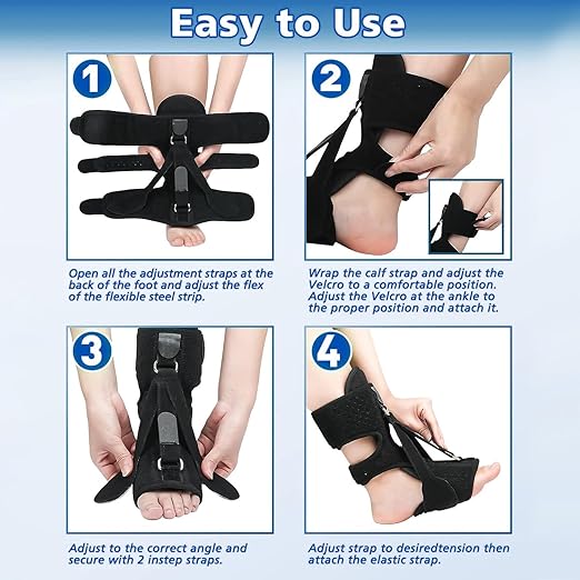 Plantar Fasciitis Night Splint-Upgrade 3 Adjustable Planter Facetious Relief Brace,Plantar Fasciitis Relief Women Men Straps,Support Relief Foot Drop Achilles Tendonitis Day Night(Black-2PC)
