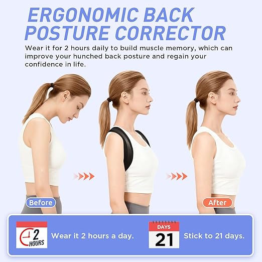 Posture Corrector for Women and Men, Adjustable Back Brace Posture Corrector for Upper & Mid Spine Support, Breathable Back Brace for Improving Neck, Shoulder and Back Posture Pain Relief