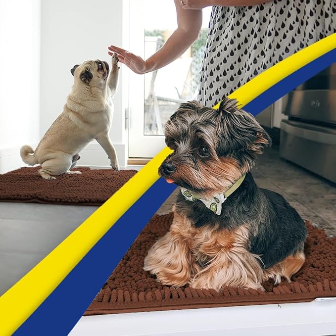 Muddy Mat® AS-SEEN-ON-TV Highly Absorbent Microfiber Door Mat and Pet Rug, Non Slip Thick Washable Area and Bath Mat Soft Chenille for Kitchen Bedroom Indoor and Outdoor - Chocolate Brown 6ft x 9ft