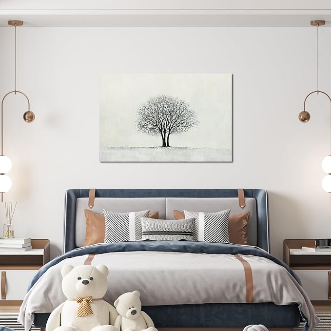 Canvas Wall Art Decor Wall Pictures for Living Room Canvas Art Wall Decor Large Black and White Wall Art Prints Minimalist Tree Wall Art Artwork for Walls Home Office Aesthetic Wall Art Decor 32" x 48"