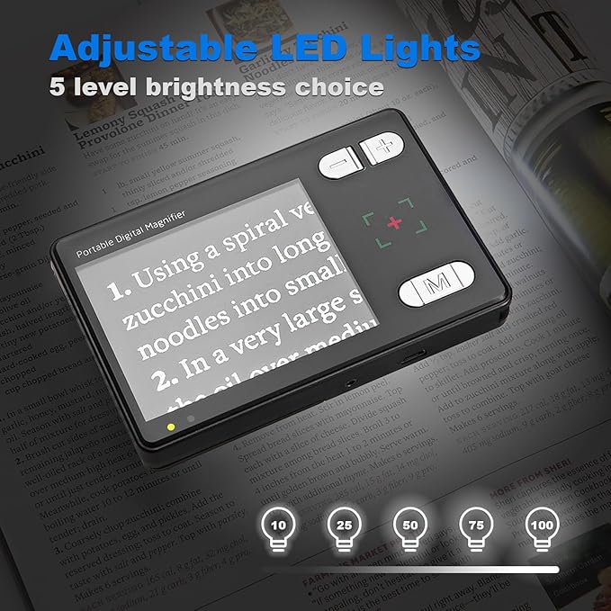 3.5 Inch Digital Magnifier, 2X-32X Times Zoom Portable Video Magnifier for Visually Impaired, Low Vision, Color Blindness, Amblyopia