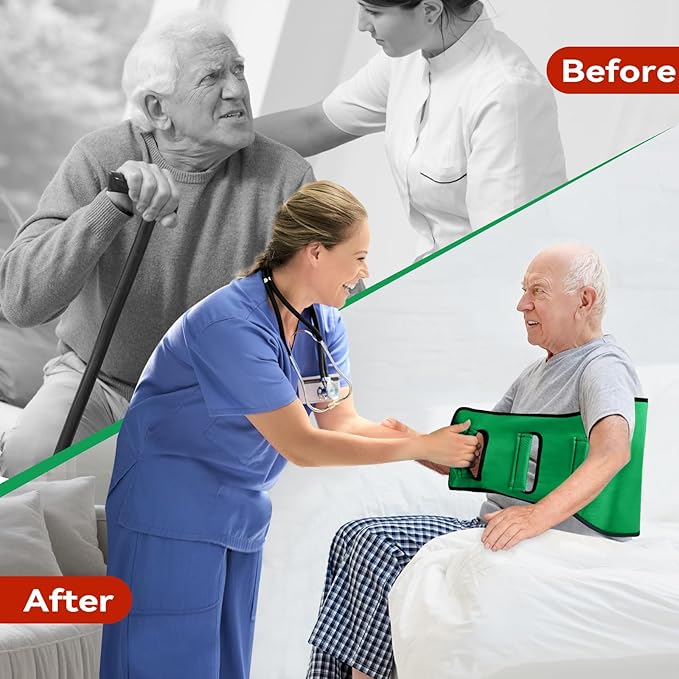 Transfer Sling Gait Belts, Padded Assist Transfer Belts, Heavy Duty Patient Lift Belt, Lifting Aid and Mobility Standing for Disabled, Injured, Seniors - Safely Move from Wheelchair and Bed