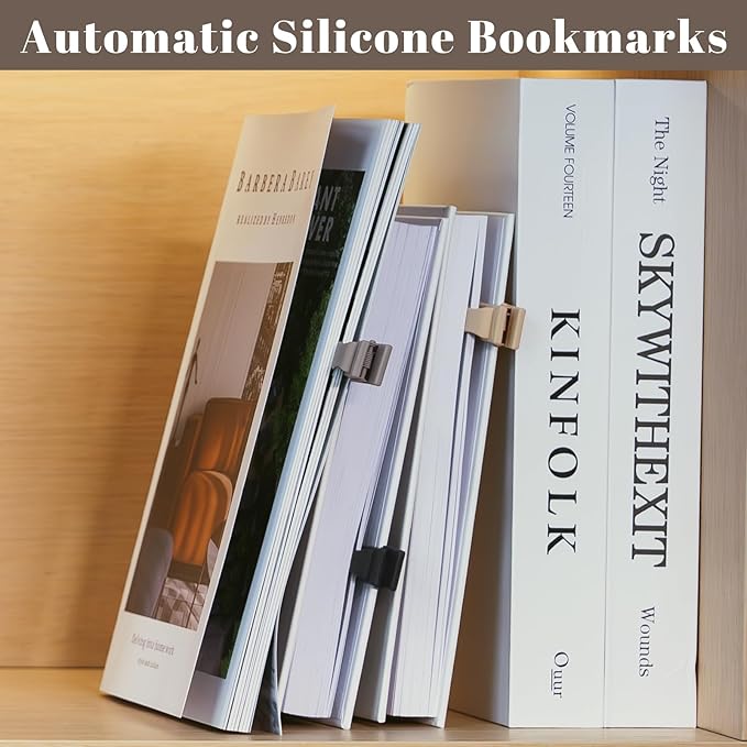 Book Marks for Reading, 3 Pack Silicone Automatic Bookmarks Clips, Book Markers Page Holder Tracker, Book Lover Gifts for Teachers, Readers, Women, Men, Kids