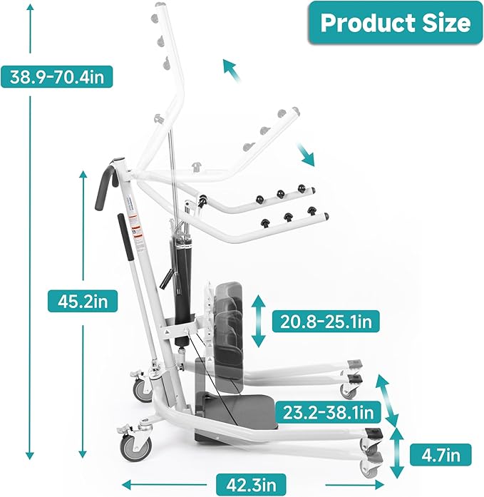 ELENKER Sit to Stand Patient Lift, Stand Up Patient Lift -Sit to Stand, Safely Sit, Stand or Transfer with Ease, with Transport Sling