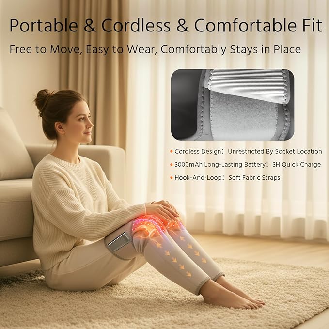 yoyomax Leg Massager with Heat, Adjustable Calf Thigh Knee Massager for Relaxation, 3 Intensity & Temperature Settings