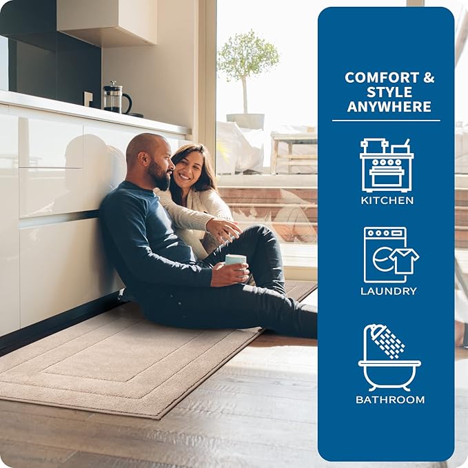PURRUGS Machine Washable Kitchen Runner Rug 24" x 70", Non-Slip/Skid Hallway Runner Rug, Super Absorbent Soft Area Rug for Kitchen, Hallway & Laundry, Rolled Packaging, Beige