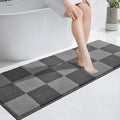 PURRUGS Bathroom Rug Non-Slip Machine Washable 24" x 60", Super Absorbent and Quick-Dry Bath Mat, Extra Soft and Plush Bath Rug for Shower, Bathtub and Sink, Grey & Dark Grey