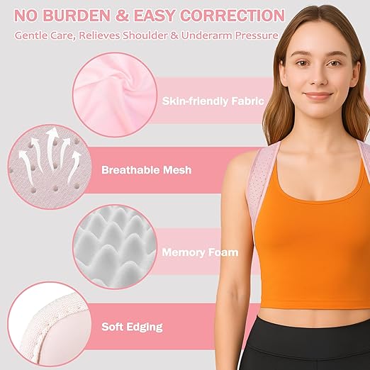 Posture Corrector for Women - Thin & Invisible Back Brace for Posture - Adjustable Back Support Brace - Relieve Upper Back Discomfort & Regain Confidence, S(28-35") 1 PCS