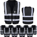 EBOOT 10 Pcs Safety Vests High Visibility Safety Vest with Reflective Strips for Construction Outdoor Running Cycling Walking