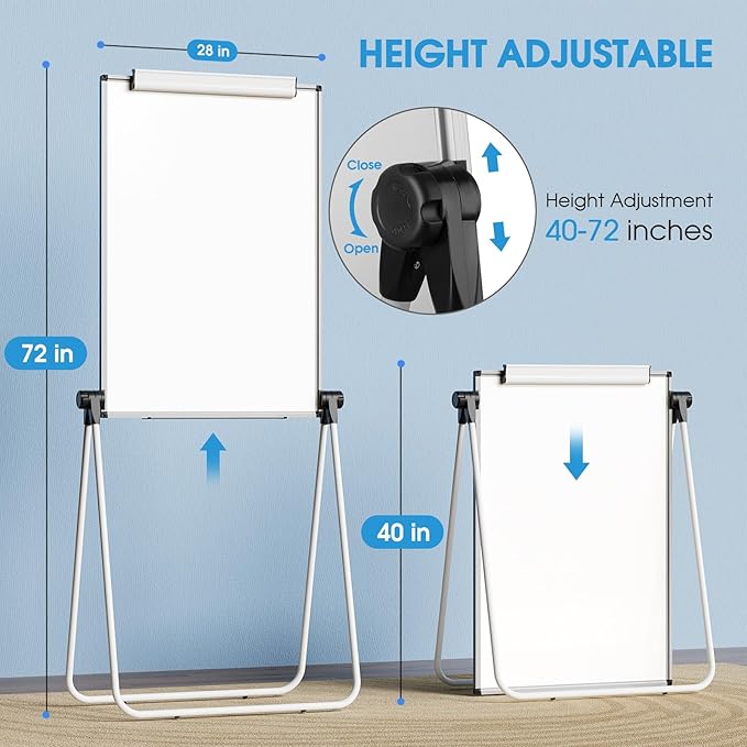 MaxGear Large White Board Easel Stand, 40" x 28" Double Sided Dry Erase Board with Stand, Height Adjustable and 360 Degree Rotation Classroom Easel for School, Home & Office Flip Chart Stand
