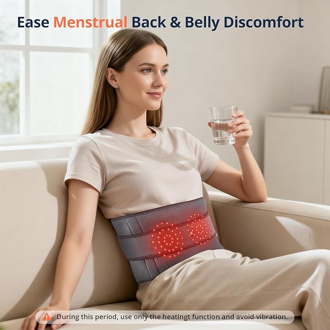 Lower Back Massager with Heat, Heating Pad for Back, Portable Waist Massage Belt with 3 Heat 3 Vibration, 5000mAh Battery, Adjustable Size, Touchscreen Control, Christmas Gifts for Mom Dad