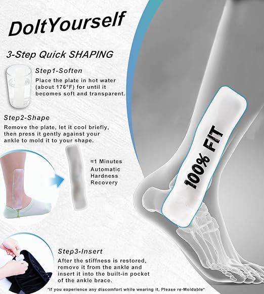 Quick Lace Ankle Brace with Custom Moldable Side Stabilizer Pads, Slim-Fit Adjustable Ankle Support for Men & Women, Ankle Stabilizer for Sprains, Injury Recovery, Running & Sports, M