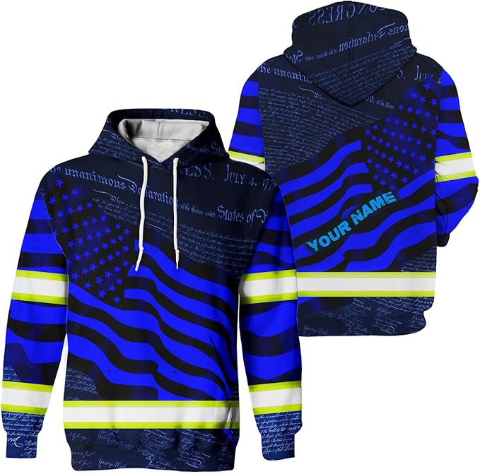 US Flag High Visibility Hoodie for Men Reflective Hoodie Safety Workwear for Worker Runner Patriotic ACC02