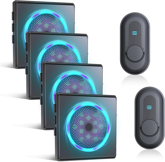 CallToU Hearing Impaired Doorbell with Strobe Light & 55 Melodies, 1000ft Long Range Wireless Door Bell for Elderly/Senior Adjustable Volume, IPX5 Waterproof Call Buttons 2 + Plug-in Receivers 4