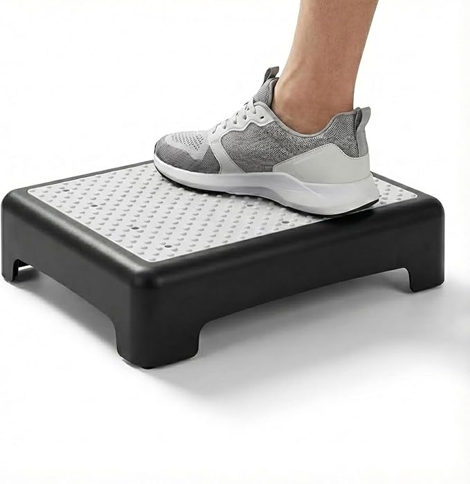GWNF3.35'' Short Step Stool – 600lb Capacity Ultra-Sturdy Structure & Lightweight Step Stools for Seniors, Kids & Adults | Non-Slip Wide Platform | Mobility Step Stool for Indoor & Outdoor（Black-Grey）
