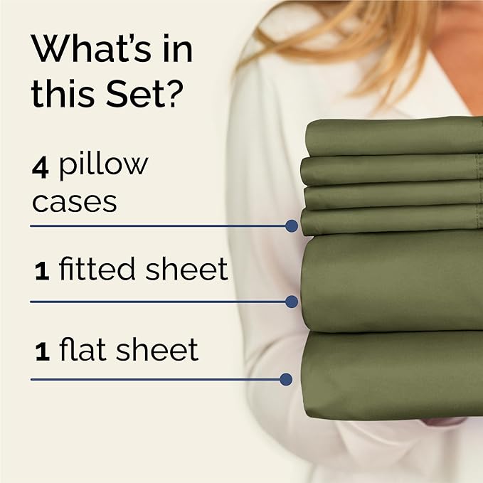 King 6 Piece Sheet Set - Cooling & Breathable Bed Sheets - Hotel Luxury Bed Sheets for Women, Men, Kids & Teens - Bedding with Deep Pockets & Easy Fit - Soft and Wrinkle Free - King Sage Green Sheets