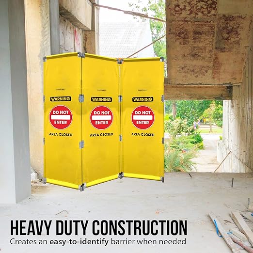 Essentially Yours "Do Not Enter" Foldable Safety Barricade | High Visibility Yellow 6 Foot Portable Safety Barrier with Heavy Duty PVC Frame