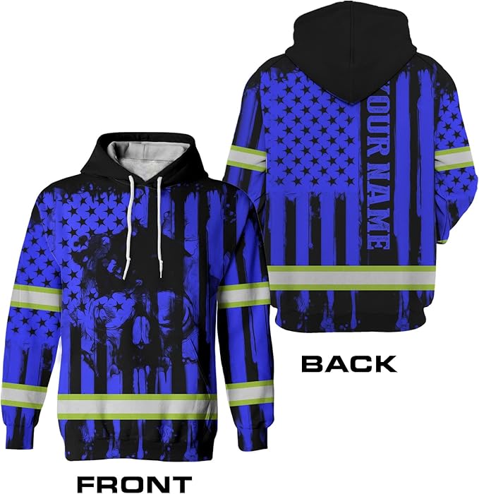 US Flag High Visibility Hoodie for Men Reflective Hoodie Safety Workwear for Worker Runner Patriotic ACC02