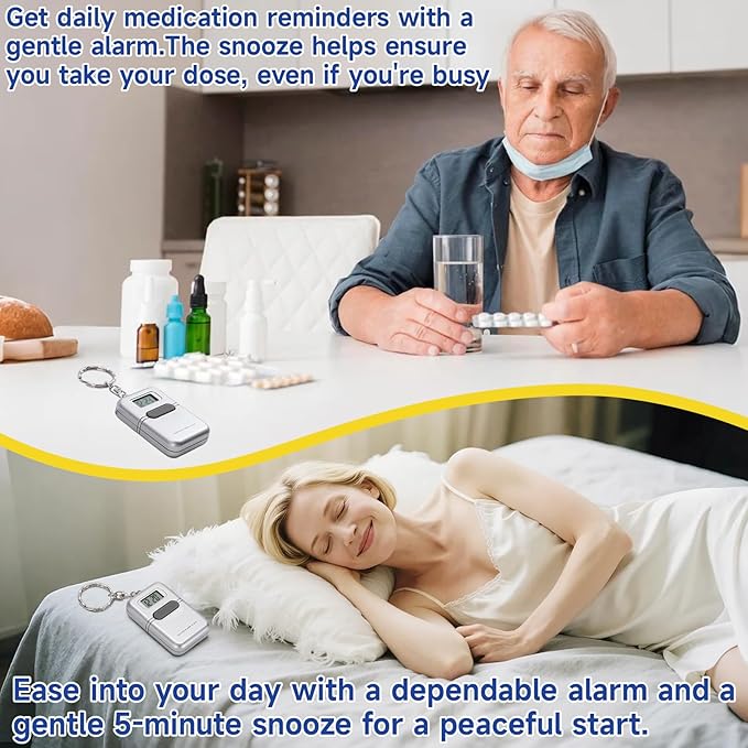 Talking Clock for The Blind and Visually Impaired - Easy-Use Talking Alarm Clock for Blind Elderly with Voice Announcement, LCD Display, Keychain & Portable Design