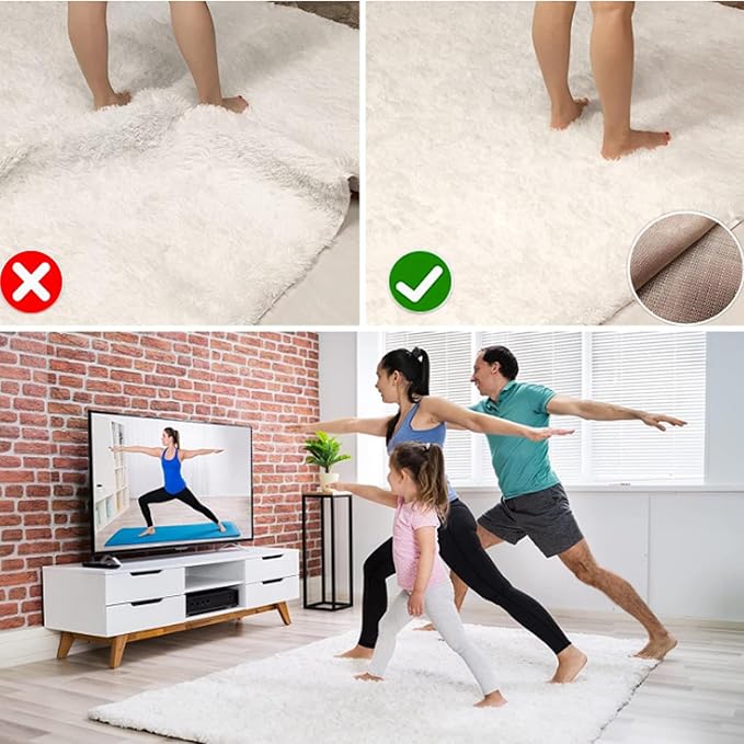Non SlipGripper Pad for Hardwood Floors, Area Rug Pads for Tile Floor, Under Carpet Anti Skid Mat, Keep Your Rug Safe in Place,Can be Cut to Any Size (White, 27.6x63inch)