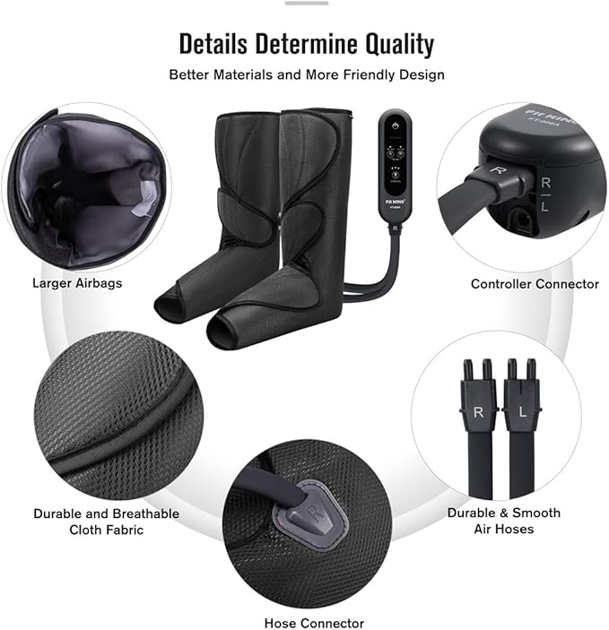 FIT KING Leg Massager for Circulation and Pain Relief, Air Compression Leg and Foot Massager to Relieve Pain Swelling Edema with 2 Size Extensions- Great Gift for Wife Mom and Friend