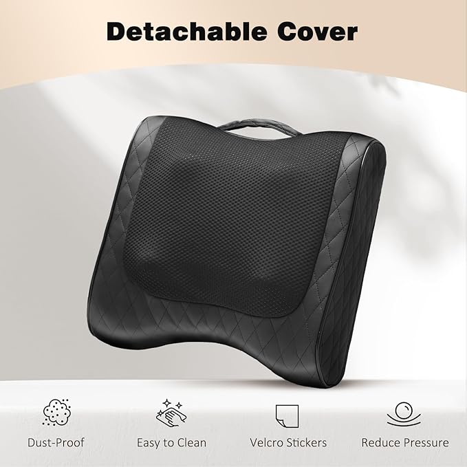 Boriwat Back Massager with Heat, Percussion & Shiatsu 2-in-1 Massager for Lower Back Pain Relief, 3D Deep Tissue Kneading Massage Pillow for Back, Waist, Leg, Foot Relax, Gifts for Women Men