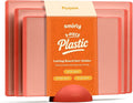 SMIRLY Plastic Cutting Board Set with Holder 3 Pieces, Non-Slip Dishwasher Safe Chopping Boards for Kitchen, Pink