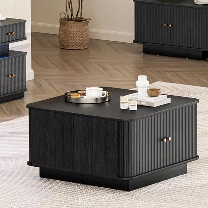 63" W Small Shoe Storage Bench, Shoe Bench Entryway with Sliding Doors and Adjustable Shelvs, Wooden Low Cabinet for Hallway, Living Room, Bedroom, Apartment, Dorm, Mudroom, Garage, Black, 2PCS