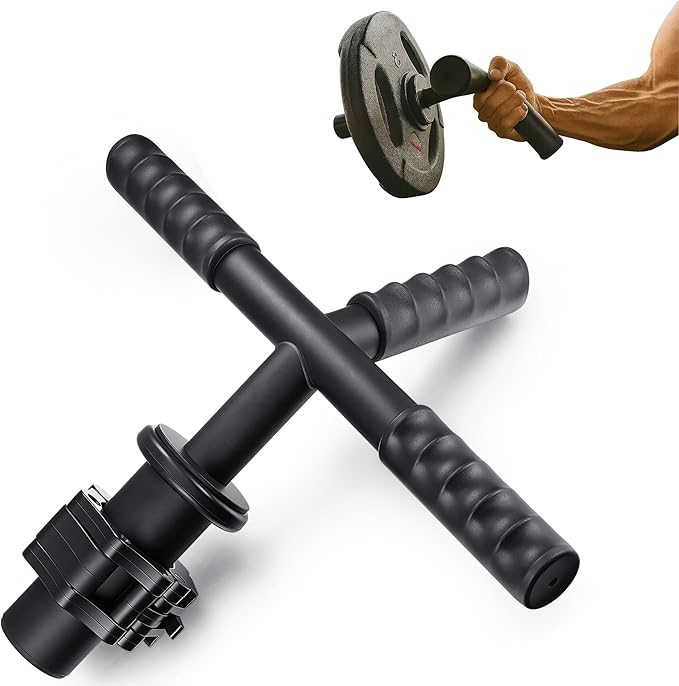 The Strong Arm Forearm & Wrist Strengthener – Adjustable Alloy Steel Grip Trainer with 3 Anti-Slip Finger Sleeves & Clamp, Wrist Roller Bar for Flexion, Extension & Grip Workout