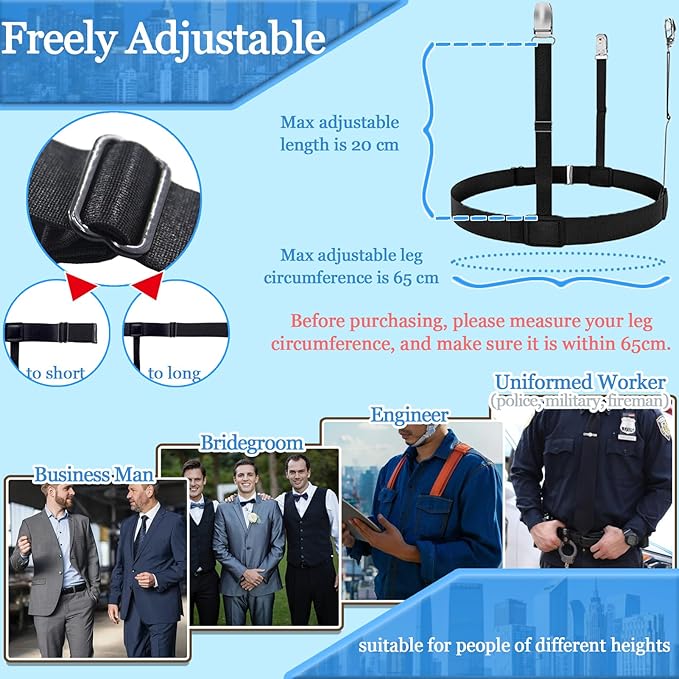 STAY GENT Mens Shirt Stays Adjustable Elastic Shirts Tucker Shirt Garter for Men Police Keep Shirt Tucked