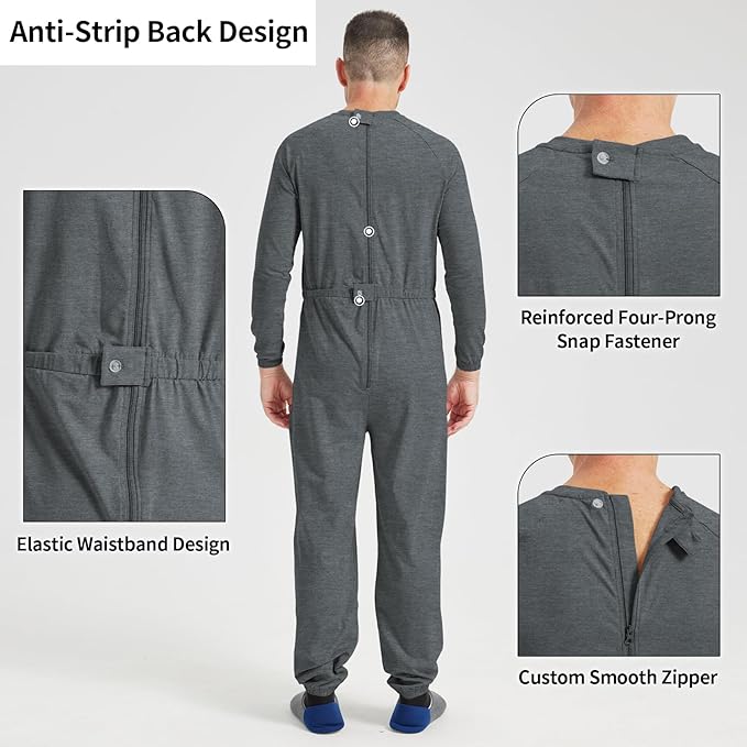 Adaptive Clothing for Men with Anti-Strip Design and Easy Back Access for Dementia Elderly and Special Needs