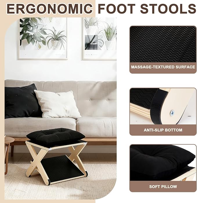 Novabright Double Step Footrest, Wooden Foot Rest for Under Desk at Work with Non-Slip Surface, Ergonomic Foot Stools for Improved Posture, Leg Rest for Chair, Computer Gaming, Home and Office