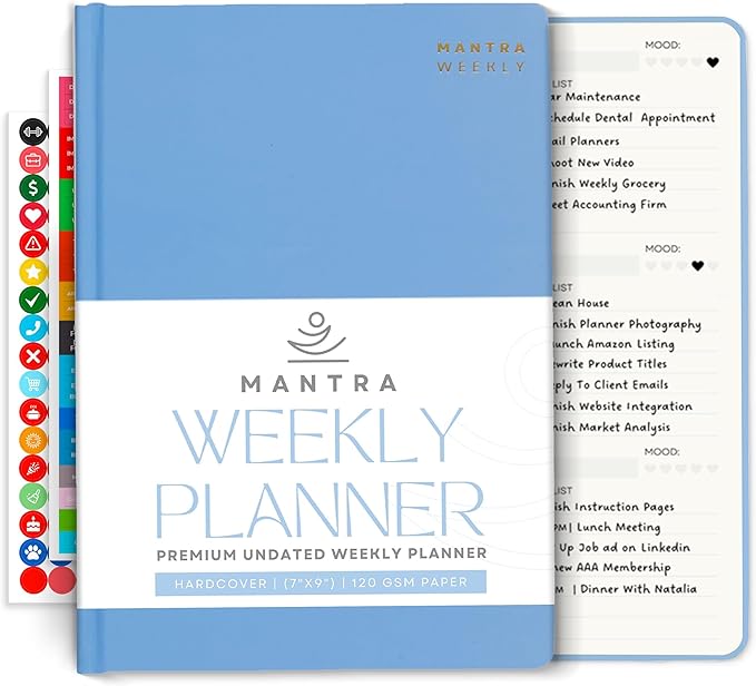 2026 Planner, Daily Journal & Gratitude Journal All-In-One with To Do List, Self Care Prompts & Habit Tracker - 7 x 10 - Blue