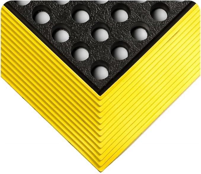 Wearwell 24/Seven NBR Workstation - Anti-Fatigue Drainage Mat 3' W x 4' L x 5/8" Thickness, Nitrile Rubber for Oily Areas, Built-in Safety Borders, Yellow (588.58X3X4NBRBYL)