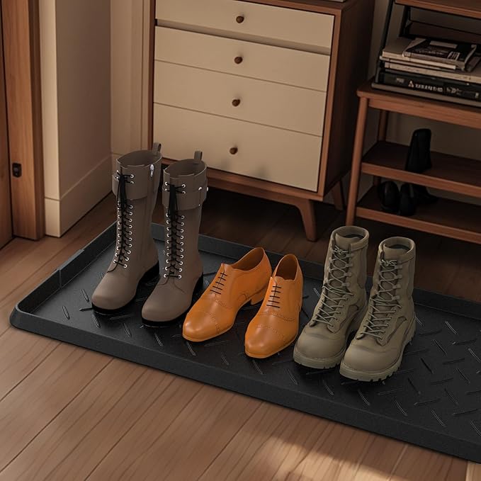 Extra Large Heavy Duty Boot Natural Rubber Shoe Mat for Entryway with Shoes Brush Large Boot Mat Multi-Purpose for Indoor or Outdoor, 16.1x 47.6 Inches 1