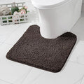 MIULEE Microfiber Toilet Bath Mat U-Shaped Contour Shaggy Bathroom Rugs Non Slip Extra Thick Soft Bath Rug Absorbent Water for Bathroom Commode Machine Washable(20x24 Inch, Brown)
